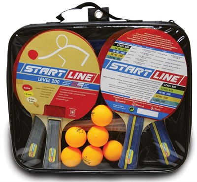 Набор для игры в настольный теннис Start Line 4 Ракетки Level 200, 6 Мячей Club Select, сетка с креплением - фото 45155