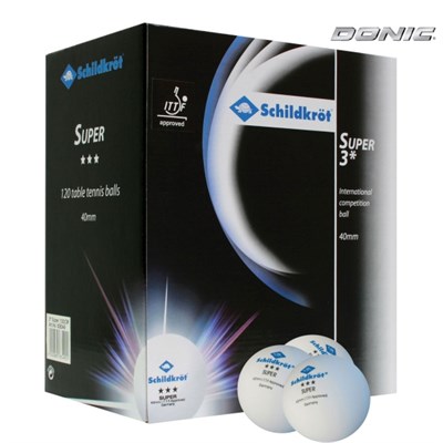 Мячики для настольного тенниса Donic Super 3, белый 120 шт - фото 45188