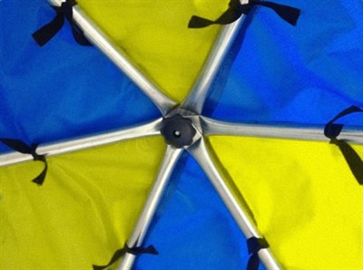Большой батут для дачи с сеткой Optifit Like Blue 16ft 4,88 м с сине-желтой крышей - фото 58635