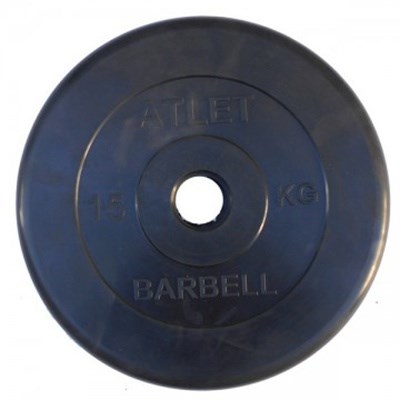 Диск обрезиненный MB Barbell Atlet 15 кг 51 мм - фото 62246