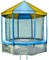 Большой батут для дачи с сеткой Optifit Like Blue 16ft 4,88 м с сине-желтой крышей - фото 58634