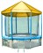 Большой батут для дачи с сеткой Optifit Like Blue 14ft 4,27 м с желтой крышей - фото 59604